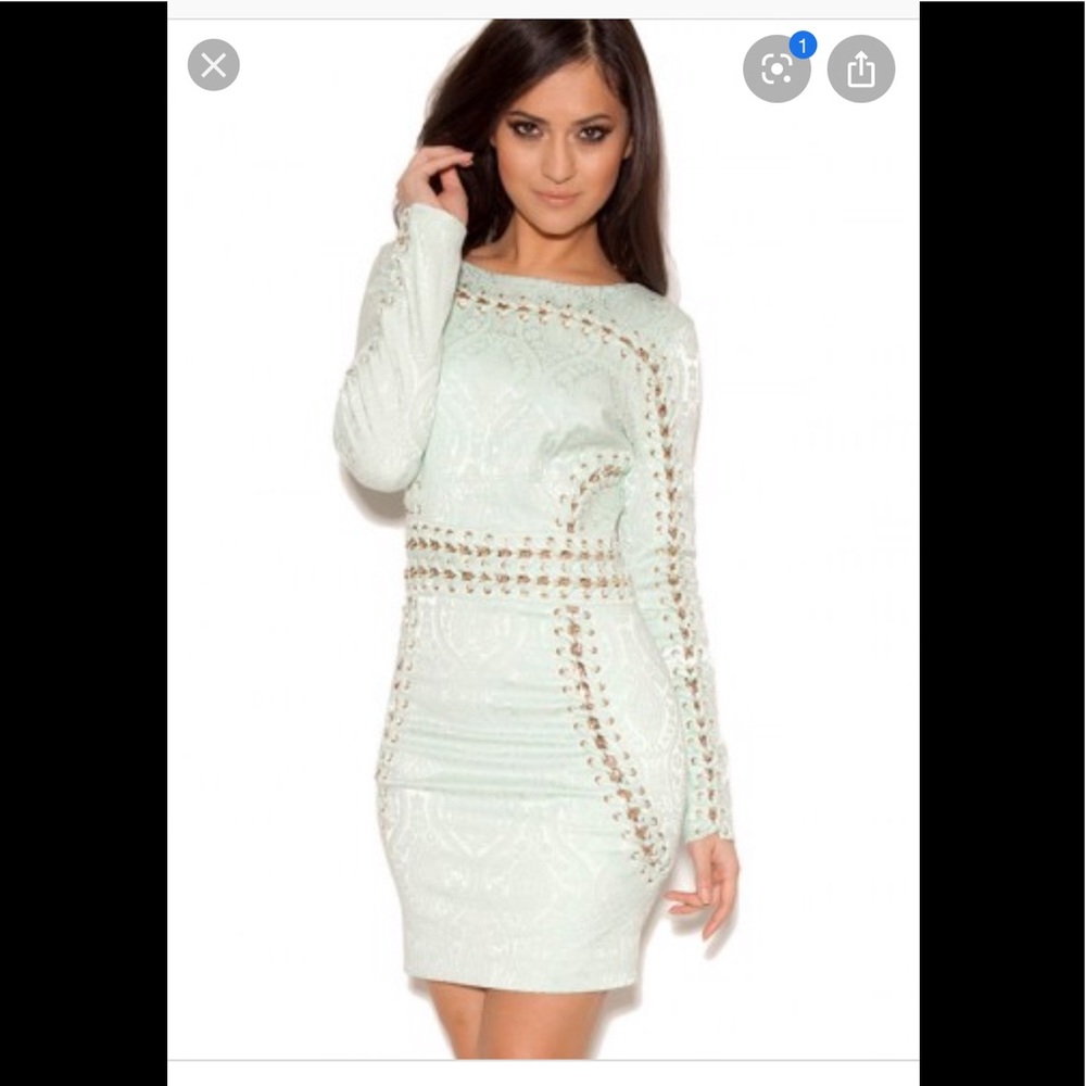 Mint mini dress with chains